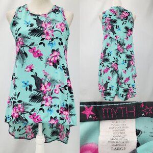 Myth Juniors Large 36" Bust Lightweight Poly Keyhole Back Tropical Mint HiLo Top